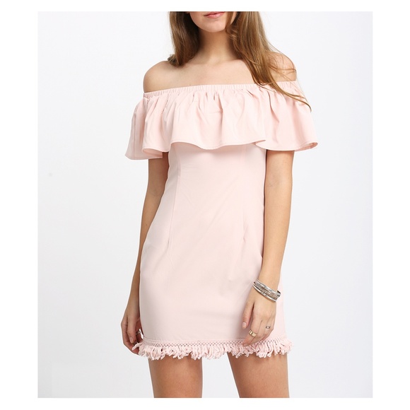 MBM Unlimited Dresses & Skirts - Pink Off shoulder Ruffle Tassel Dress